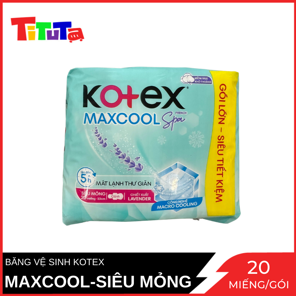 Băng Vệ Sinh Kotex Maxcool Siêu Mỏng Cánh Chiếc Suất Lavender 20 Miếng/Gói