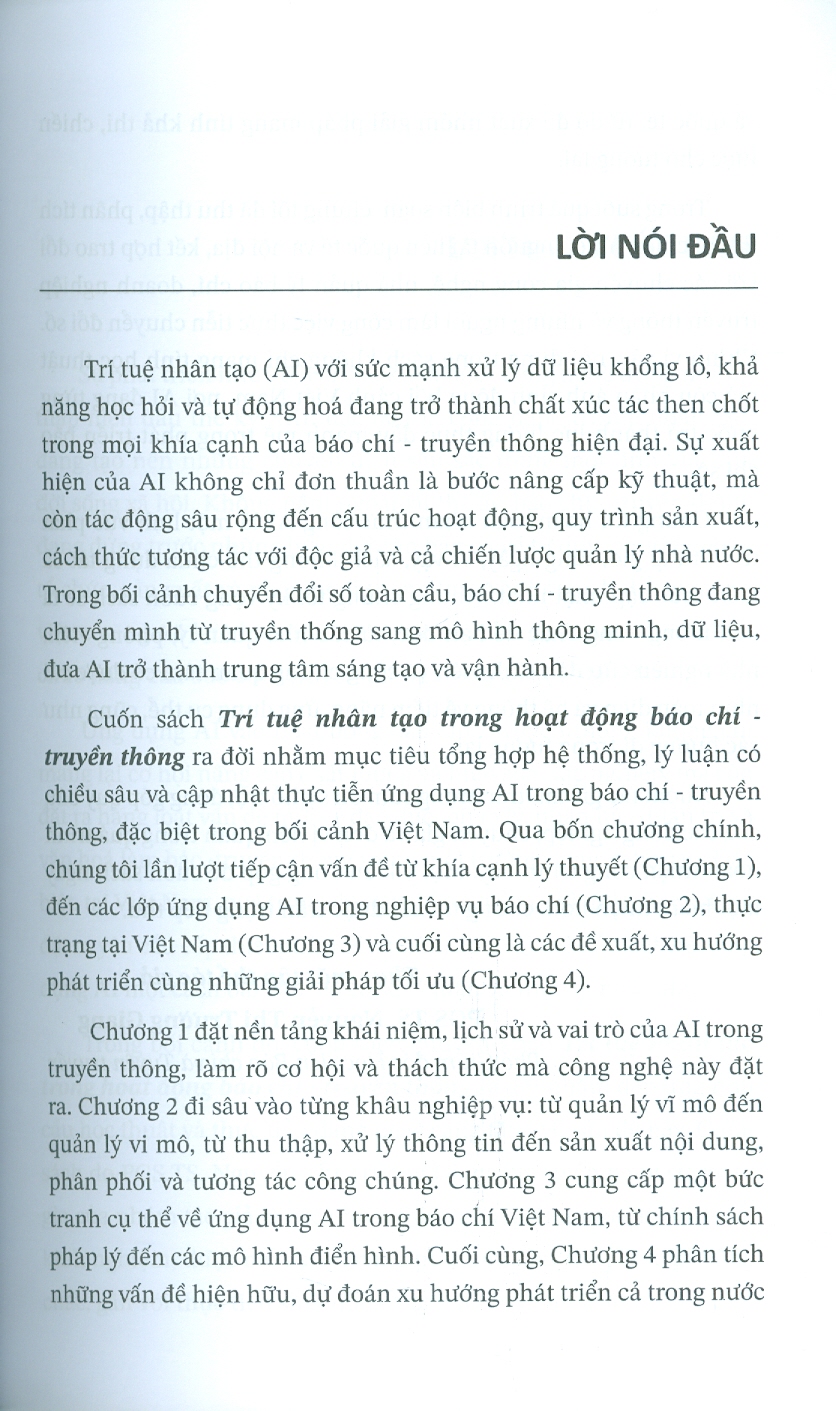 Trí Tuệ Nhân Tạo Trong Hoạt Động Báo Chí - Truyền Thông (Sách Chuyên Khảo)
