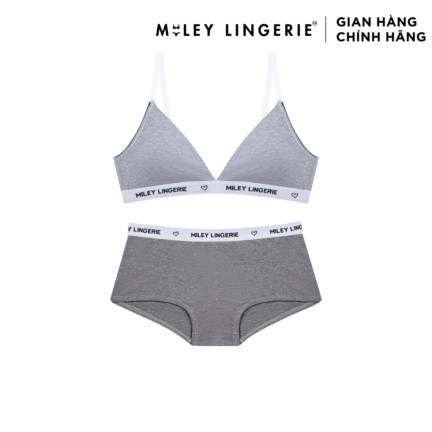 Bộ Đồ Lót Áo Có Đệm Mút Mỏng Và Quần Boy Short Vải Cotton Tự Nhiên Viền Lưng Logo BeingMe Dust Star Miley Lingerie