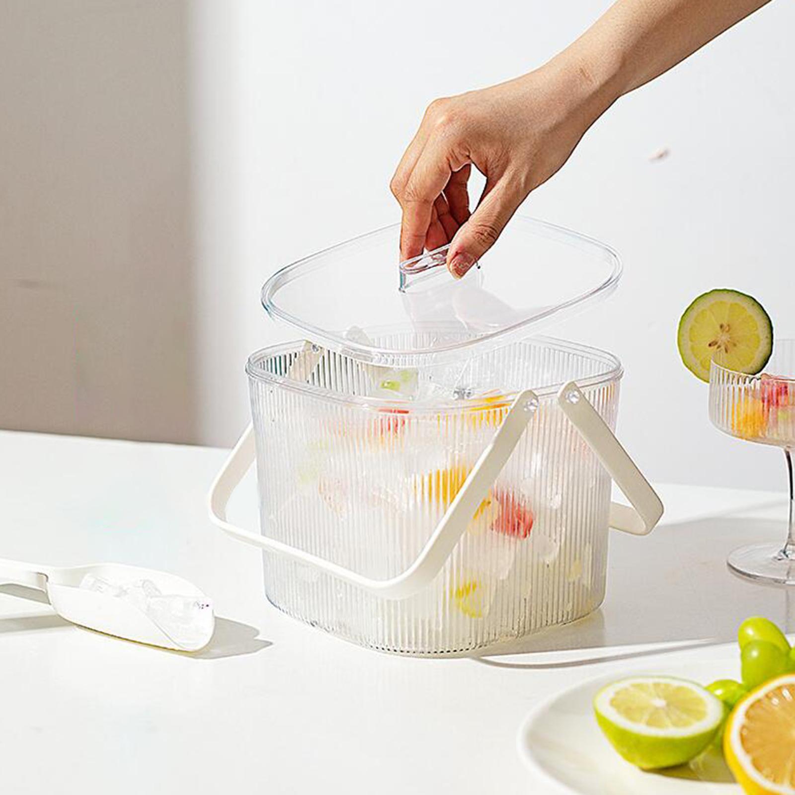 Household Ice Bucket, Wine Bucket Multifunctional Storage Tub Clear with Lid and for Beverage Drinks Beer Bottles Party Living Room