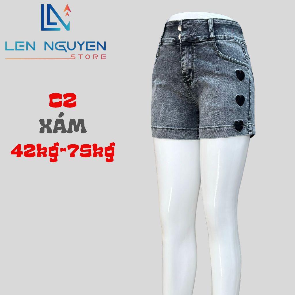 C2_Quần jean nữ, đùi, lưng cao, quần bò nữ dáng ôm, quần rin nữ có big size, cho 42kg đến 75kg,LEN NGUYEN STORE - Xanh Nhạt