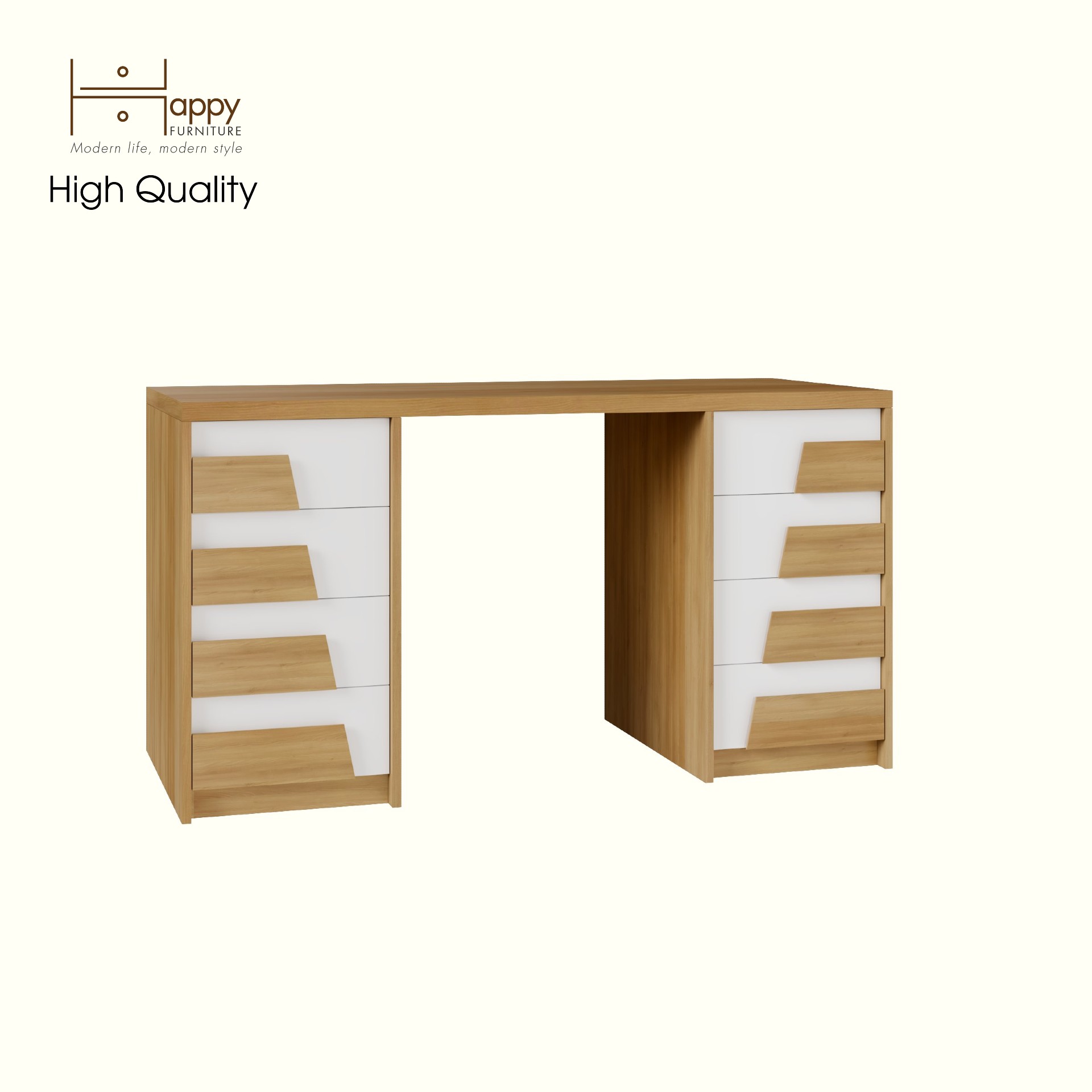 [Happy Home Furniture] PONIX, Bàn làm việc 8 ngăn kéo, 140cm x 59cm x 75cm ( DxRxC), BAN_065