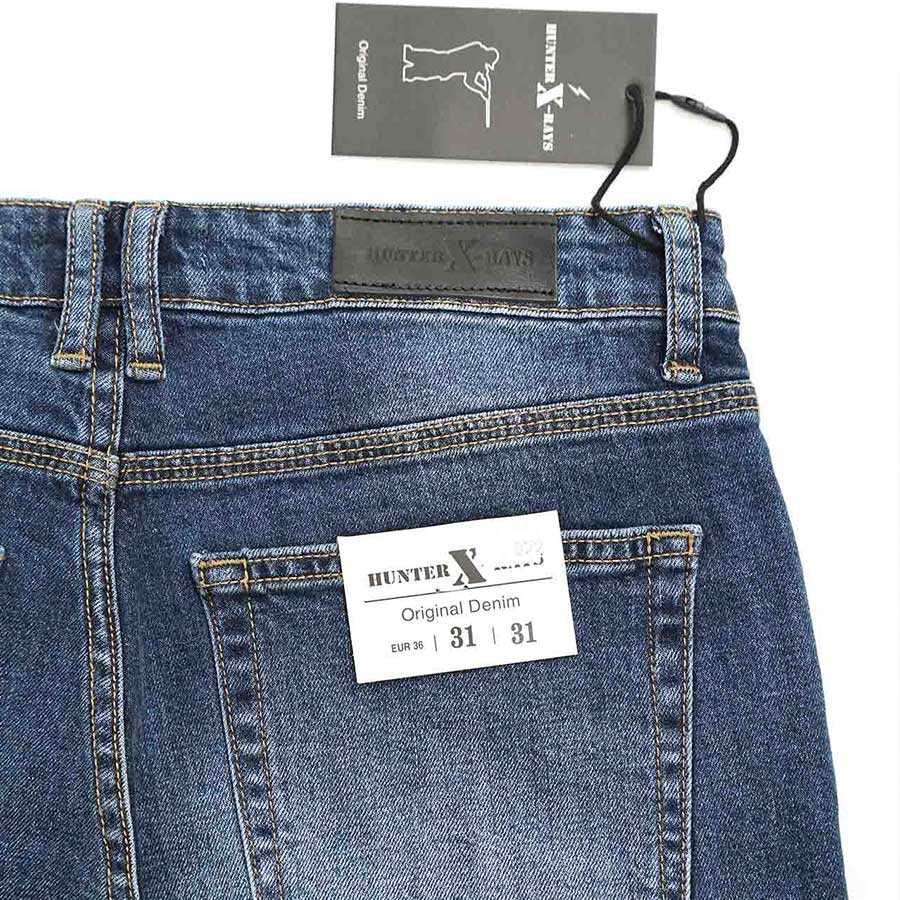 Quần Short Jeans Nam Cao Cấp HUNTER X-RAYS Form Slimfit Thun Màu Xanh Trơn S59