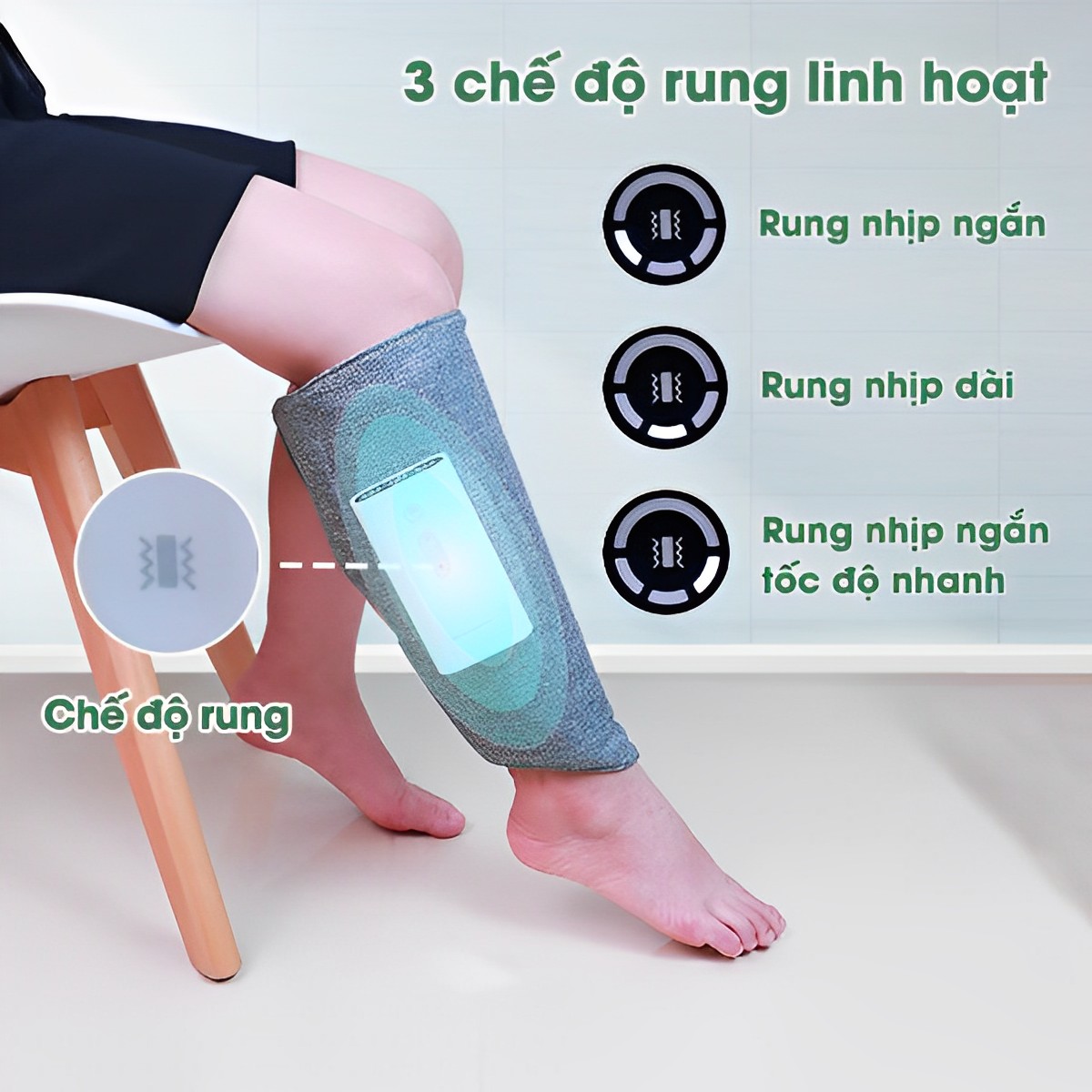 Máy massage bắp chân,đai massage chân chạy bằng pin ,giúp giảm đau, căng cứng cơ chân