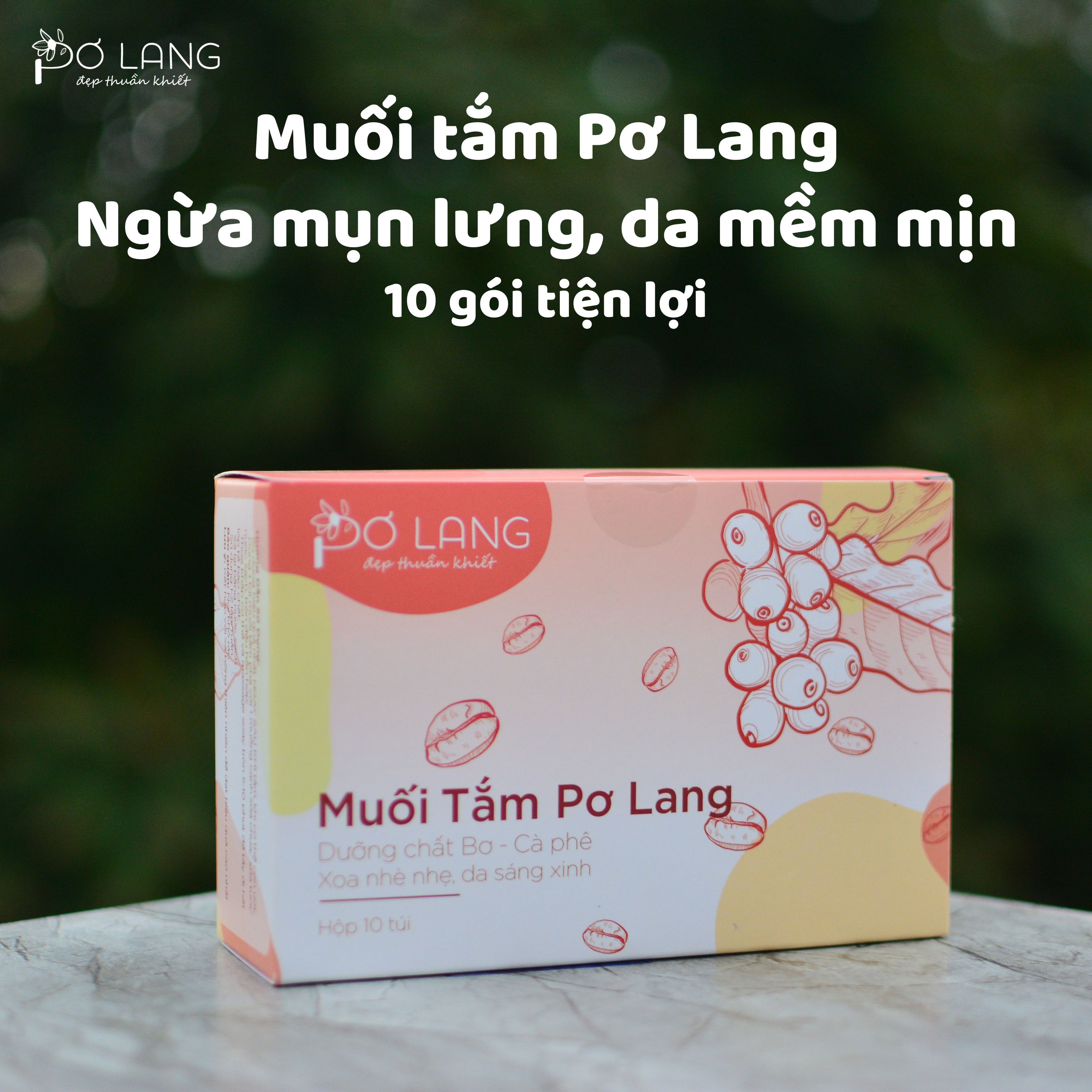 Muối tắm Pơ Lang giảm mụn lưng, da mềm mịn - Hộp 10 túi