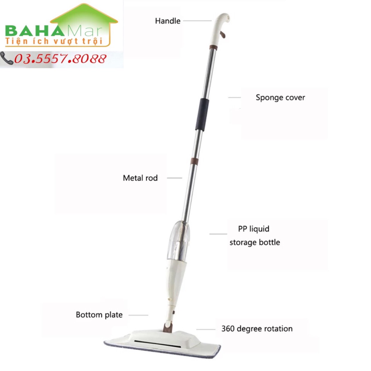 CÂY LAU NHÀ MA THUẬT 4 TRONG 1 "BAHAMAR" chỉ cần 1 cây lau đủ chức năng quét, hót, xịt nước làm ẩm và lau sạch sàn nhà