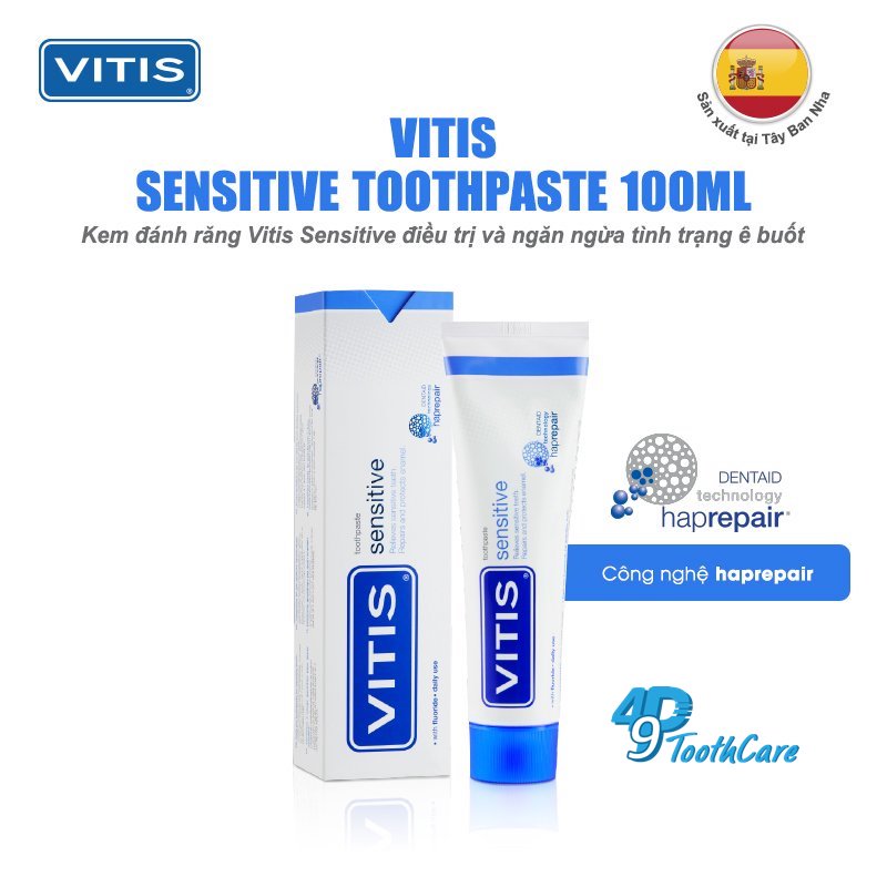 Kem đánh răng ngăn ngừa ê buốt Vitis Sensitive 100ml