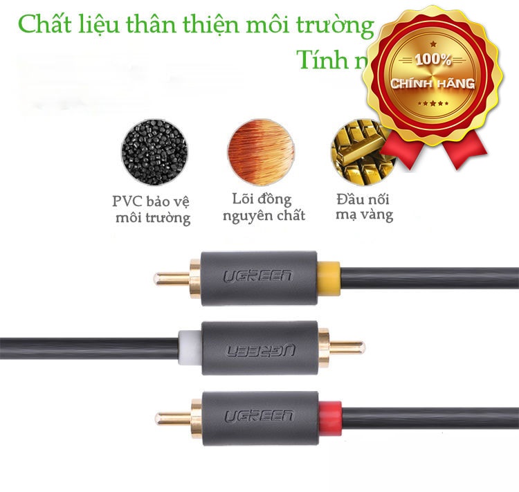 Dây Cáp AV 3 Hoa Sen Ra 3 Đầu Hoa Sen Ugreen - Hàng Chính Hãng 10524