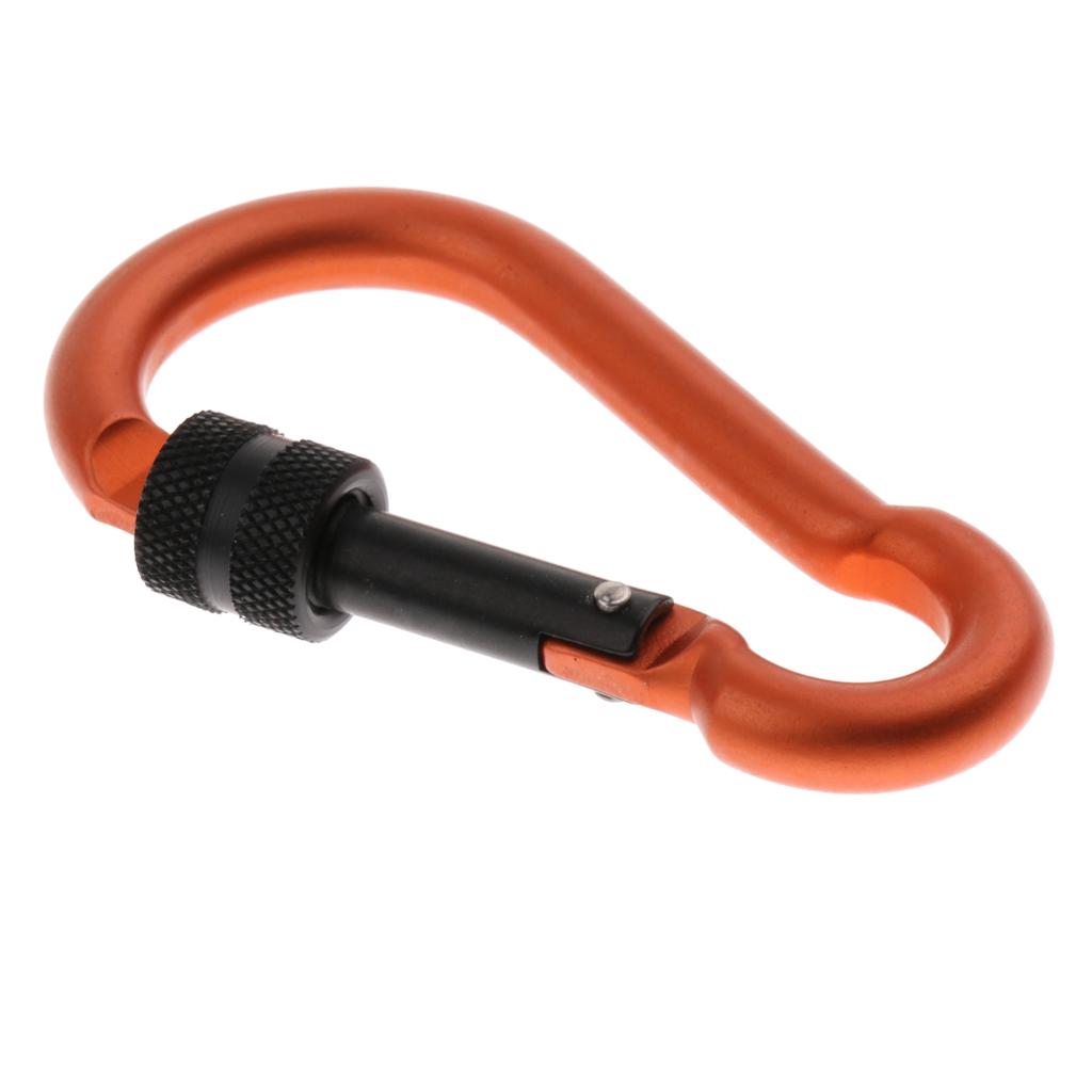Outdoor Aluminum Alloy Climbing Screw Locking Keychain Hook golden orange