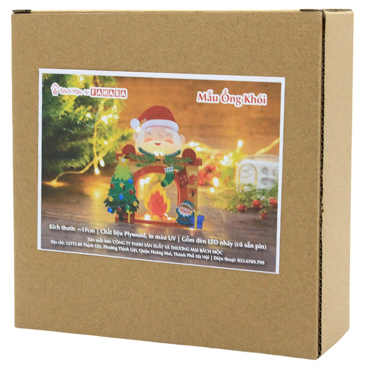 Đèn Gỗ Trang Trí Giáng Sinh - Bách Mộc - Ông Già Noel Trên Ống Khói