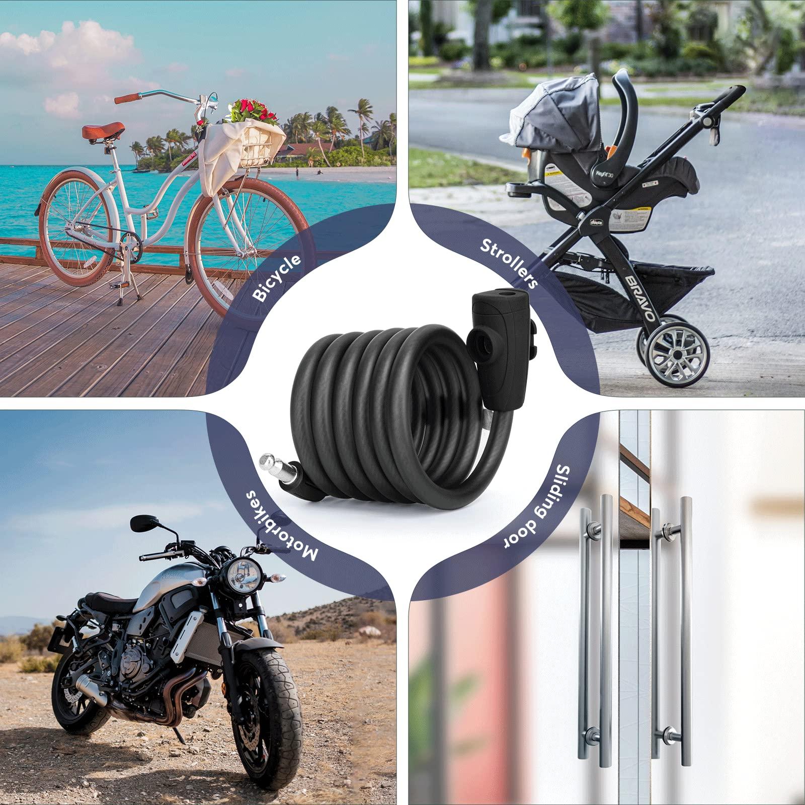 Khóa Xe Đạp Với 2 Chìa Khóa, Khóa Xích Xoắn Ốc 120Cm Màu Đen, Khóa Cáp Xe Đạp, Khóa Xe Đạp Bảo Mật Rất Cao Cho Xe Đạp, Xe Ba Bánh, Xe Tay Ga, Xe Máy, Xe Đạp Điện