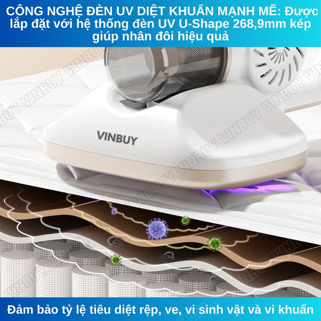 Máy hút bụi cầm tay không dây giường nệm lau nhà 5 trong 1, vacuum cleaner đa năng công suất mạnh 22000PA, hút bụi khô và ướt - Hàng chính hãng VINBUY