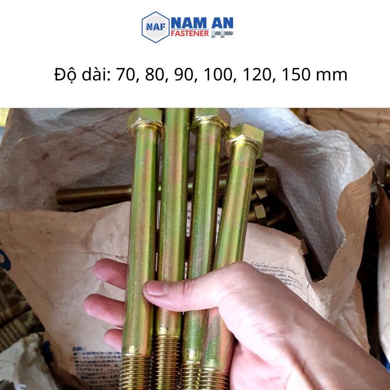 Bulong M24 cấp bền 8.8, bu lông lục giác M24, bu lông 8.8, đường kính 24mm, độ dài: 70 -> 150 mm