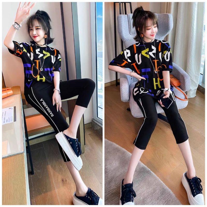 Đồ bộ lửng nữ thời trang họa tiết chữ style thun cotton 100% cao cấp