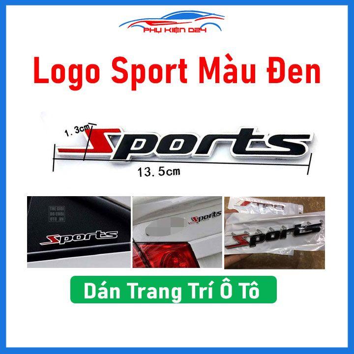 Logo chữ nổi SPORT màu đen hiệu ứng 3D dùng dán đuôi xe ô tô