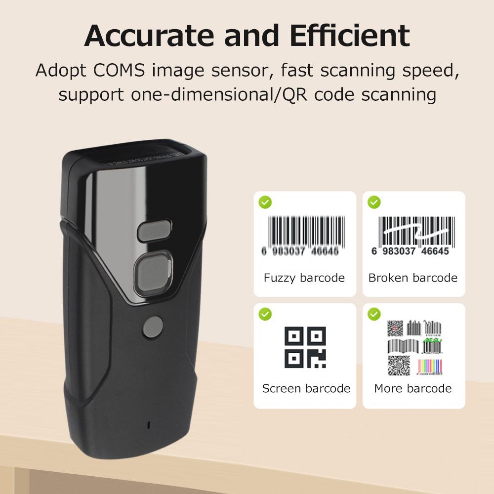 HC-202D Barcode Scanner Wired+2.4G+BT Three-mode Connection Support One-dimensional Barcode/QR Code Fast Scanning