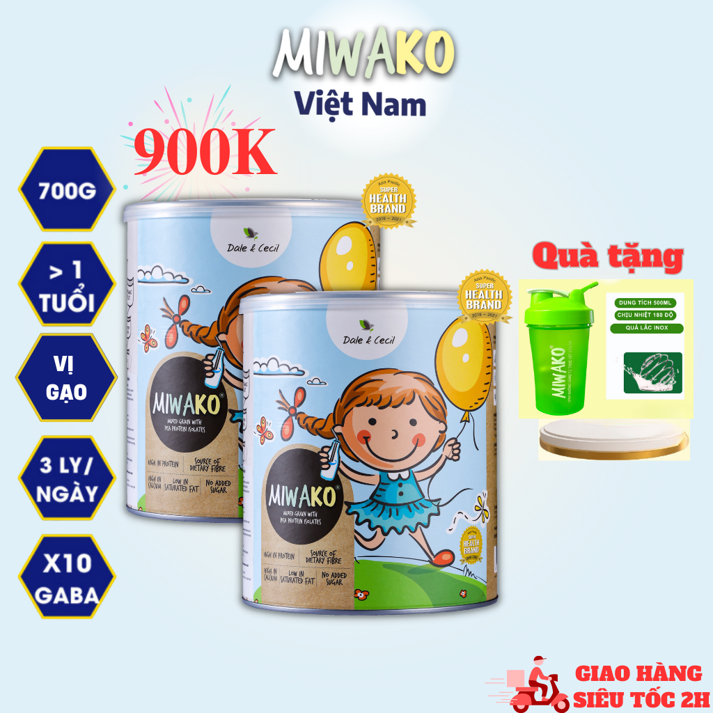 Sữa Công Thức Hạt Thực Vật Hữu Cơ MIWAKO 700g Vị gạo x 2 Hộp- Miwako Việt Nam