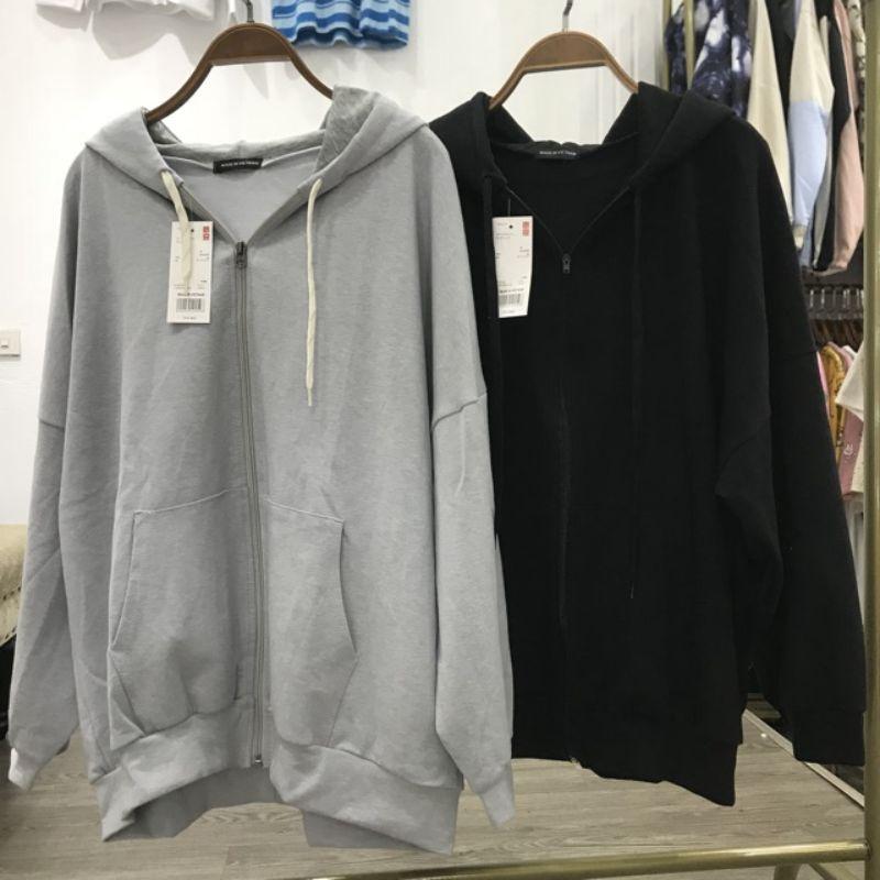 Áo Khoác Nỉ Trơn Unisex, Hoodie Nỉ Khóa Kéo Túi Bụng