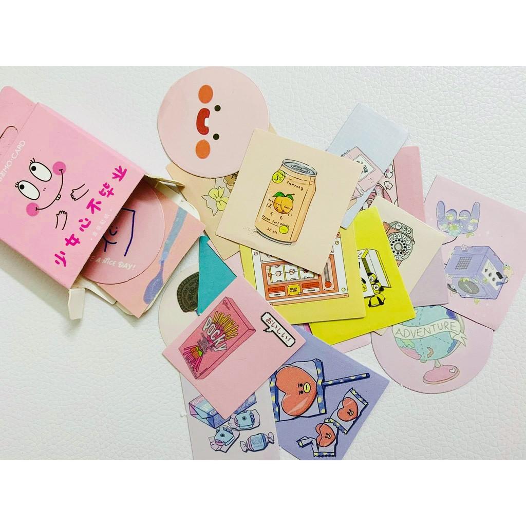 Hộp 45 sticker Tông Hồng - Hình Dán trang trí bullet journal BT21