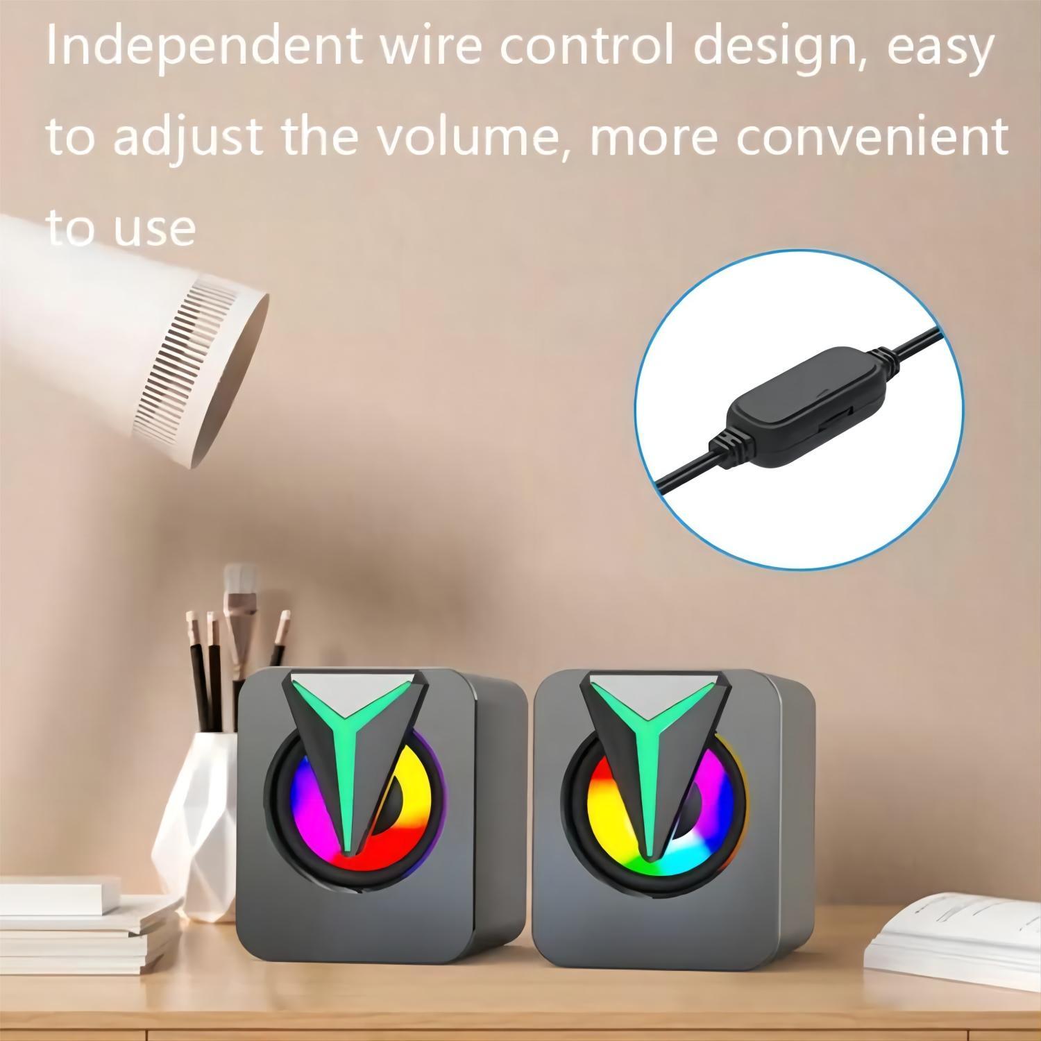 Loa máy tính Pc Sound Box HiFi Stereo Micrô USB có dây Caixa de Som với đèn LED cho máy tính để bàn Subwa -loa siêu trầm màu mới: Đen