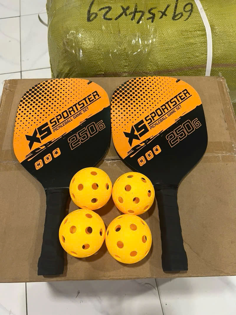 Bộ 2 Vợt Pickleball Sợi Cao Cấp + Kèm Túi Chống Sốc Và 4 Bóng