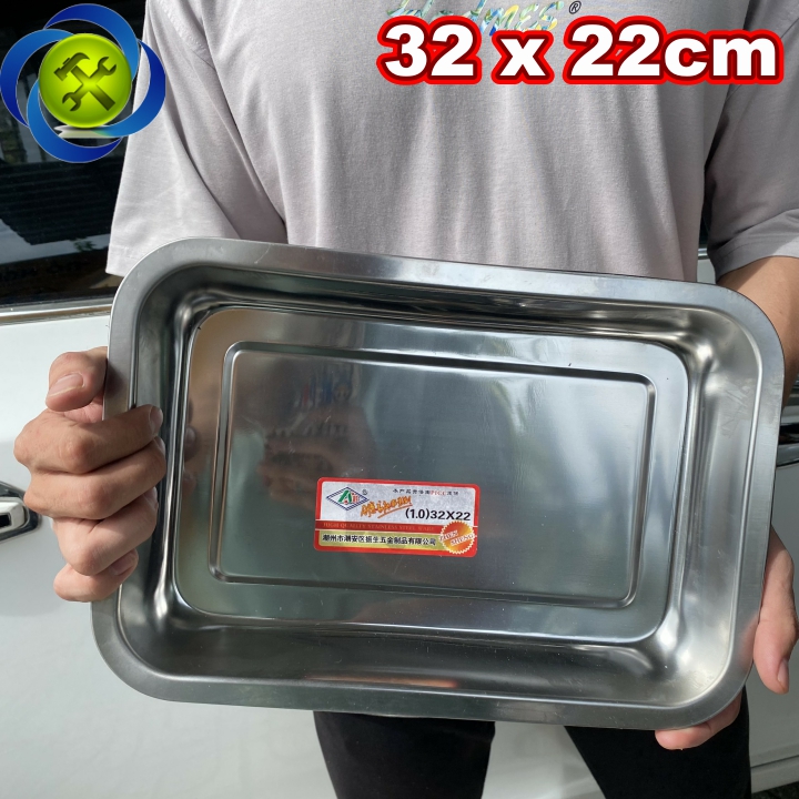 Khay inox kích thước 32x22cm đựng dụng cụ đồ nghề