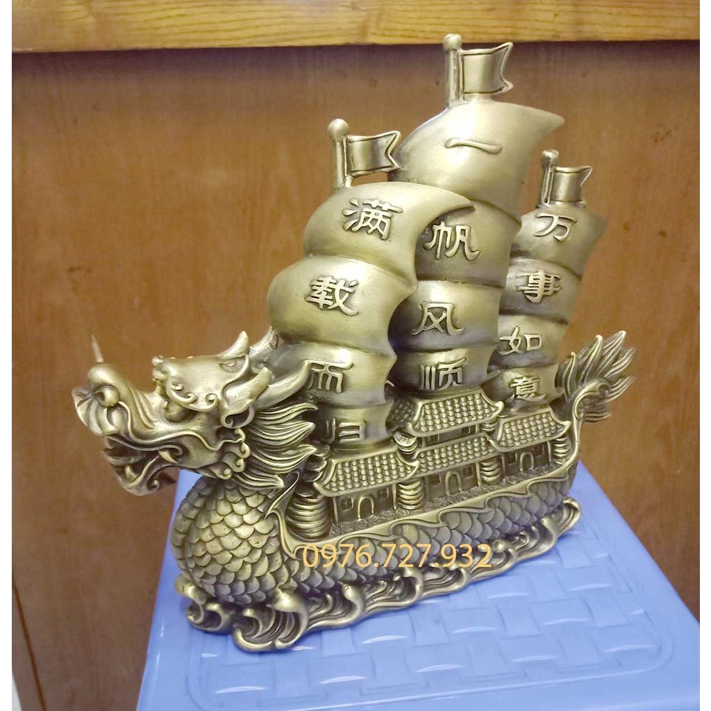 Thuyền đầu rồng bằng đồng cao 26cm, thuận buồm xuôi gió