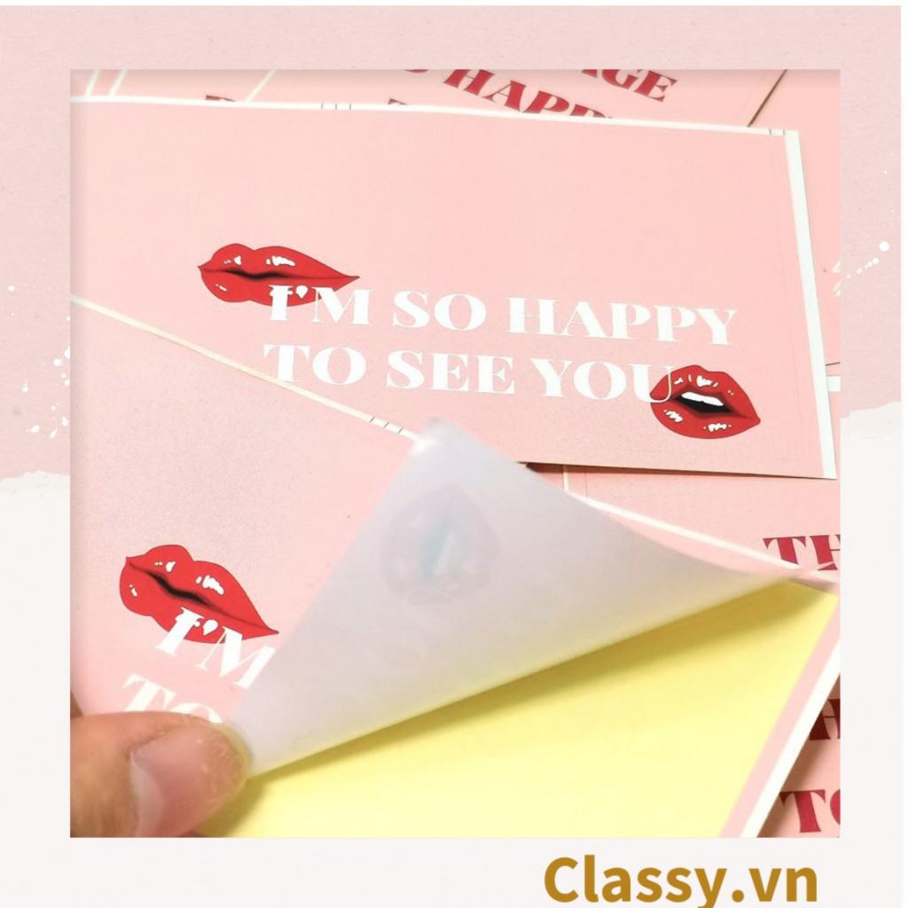 50 Nhãn dán hộp sticker 3*9cm giấy C bóng họa tiết vintage dùng để trang trí, niêm phong Q1704