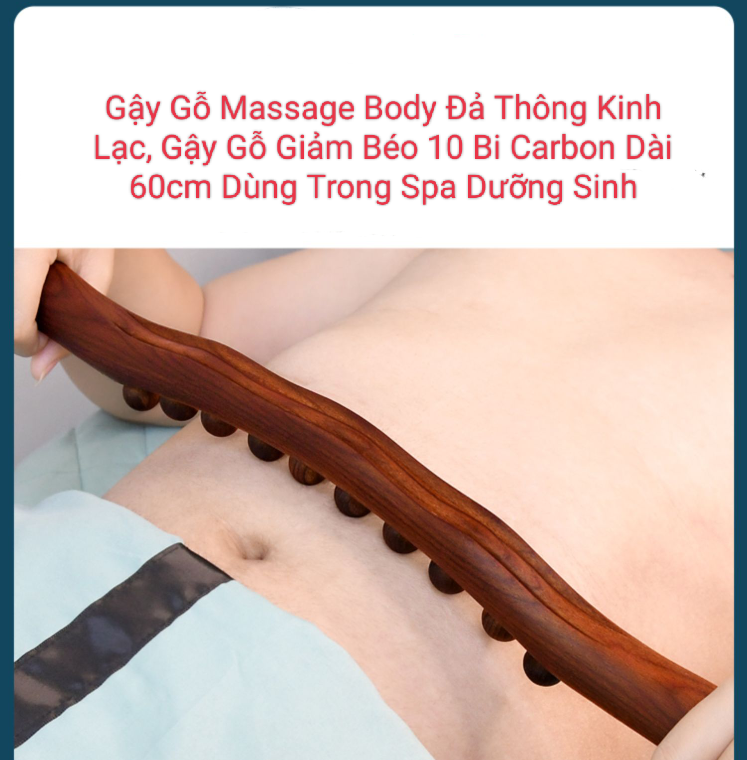 Gậy Gỗ Massage đa năng Body Đả Thông Kinh Lạc, Thanh Gỗ massage Vạn Năng10 Bi Carbon Dài 60cm Dùng Trong Spa Dưỡng Sinh