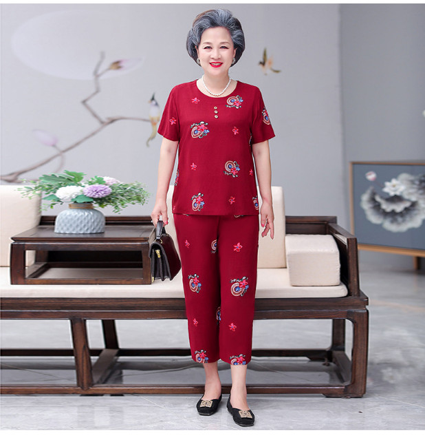 Bộ Đồ Mặc Nhà Cotton Lụa Mềm Mát Cho Bà Cho Mẹ AB14 - Hàng Quảng Châu Cao Cấp