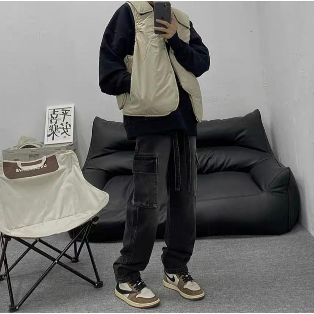 Quần jean cargo pant ống rộng unisex , cargo pants cạp thấp nam nữ , quần túi hộp phong cách y2k - gin store
