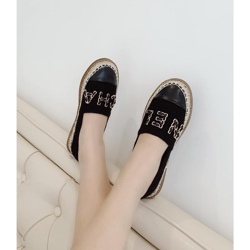 Giày slip on viền cói nữ - giày lười nữ viền cói