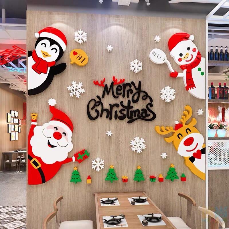 Decal dán tường mica 3D - TRANG TRÍ NOEL, GIÁNG SINH chất liệu cao cấp dán mọi bề mặt, trang trí cửa hàng, cửa kính