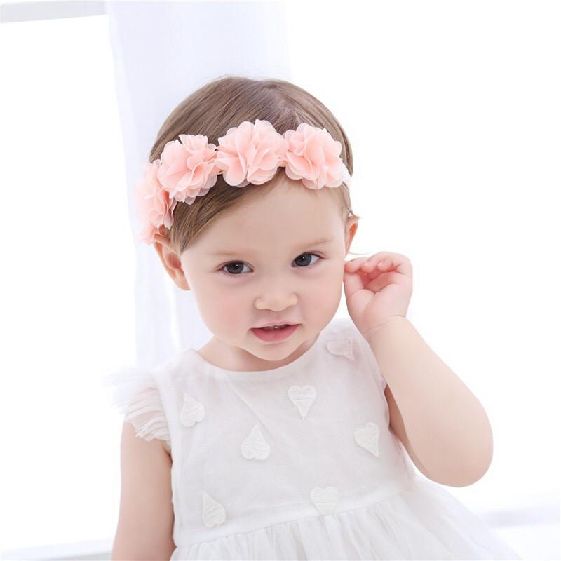 Băng đô cho bé gái tiểu thư dễ thương, Turban hoa cho bé