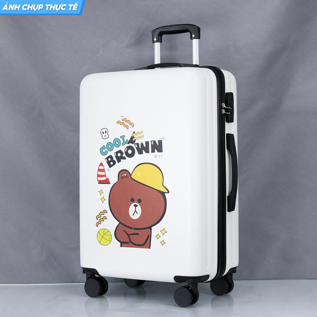 Vali Du Lịch Vỏ Nhựa In Hình Gấu Brownie Tiệc Tùng Size 20 24 26