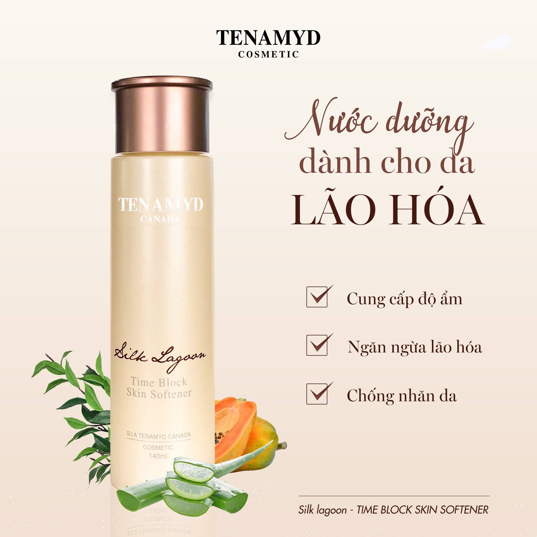 Nước dưỡng dành cho da lão hóa TENAMYD Silk Lagoon Time Block Skin Softener 140ml