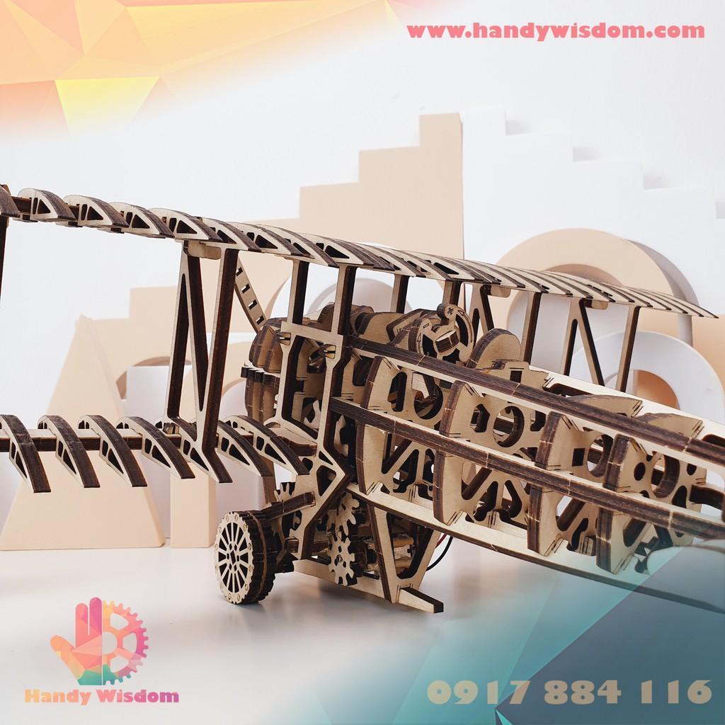 Mô hình gỗ chuyển động - Máy bay biplane