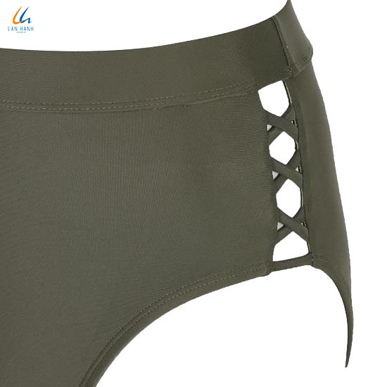 Bộ đồ bơi hai mảnh nữ Lan Hạnh áo sát nách quần sịp Xanh rêu 20063-XL101