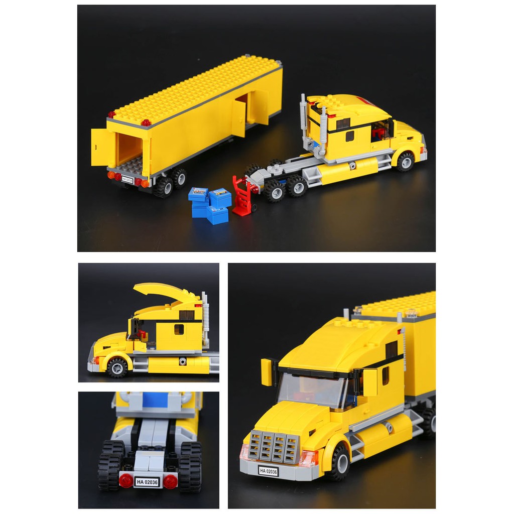 Bộ đồ chơi lắp ráp, xếp hình xe container, xe vận tải chở hàng cỡ lớn và đội vận chuyển chuyên nghiệp