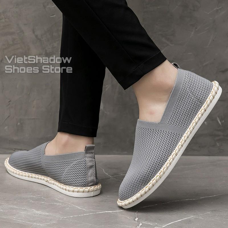 Slip on nam - Giày lười vải nam - Vải dệt kim 3D, 4 màu (đen), (xám), (xanh) và (trắng) - Mã 2931