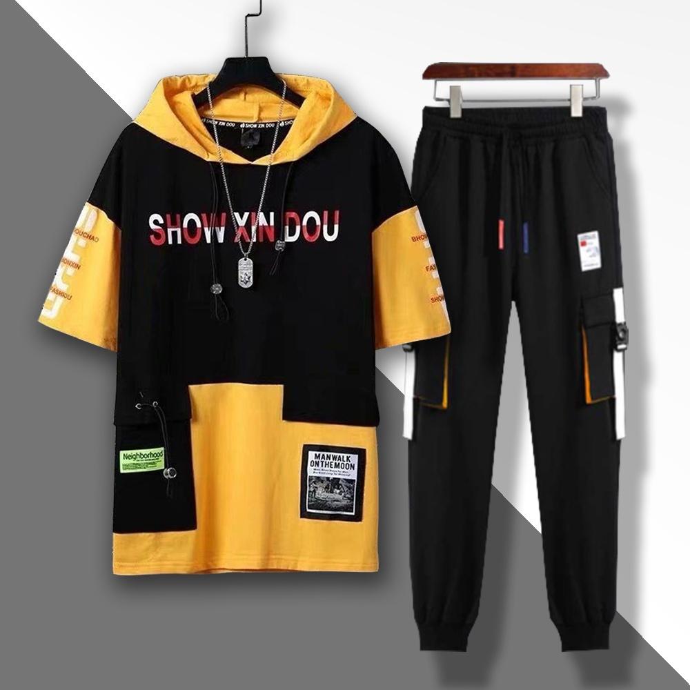 Bộ Quần Áo Thun Nam STYLE MARVEN Áo Ngắn Tay SHOW XIN DOU Kết Hợp Quần Jogger Túi Hộp - SET NAM 9000025C