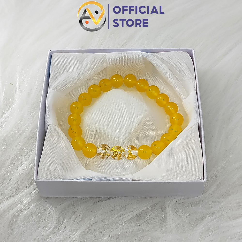 Vòng tay mã não vàng tam hợp dần ngọ tuất - size 8 10ly cho nữ - có khai quang điểm nhãn may mắn tài lộc - bảo hành 12T - Phong Thủy Anh Vũ