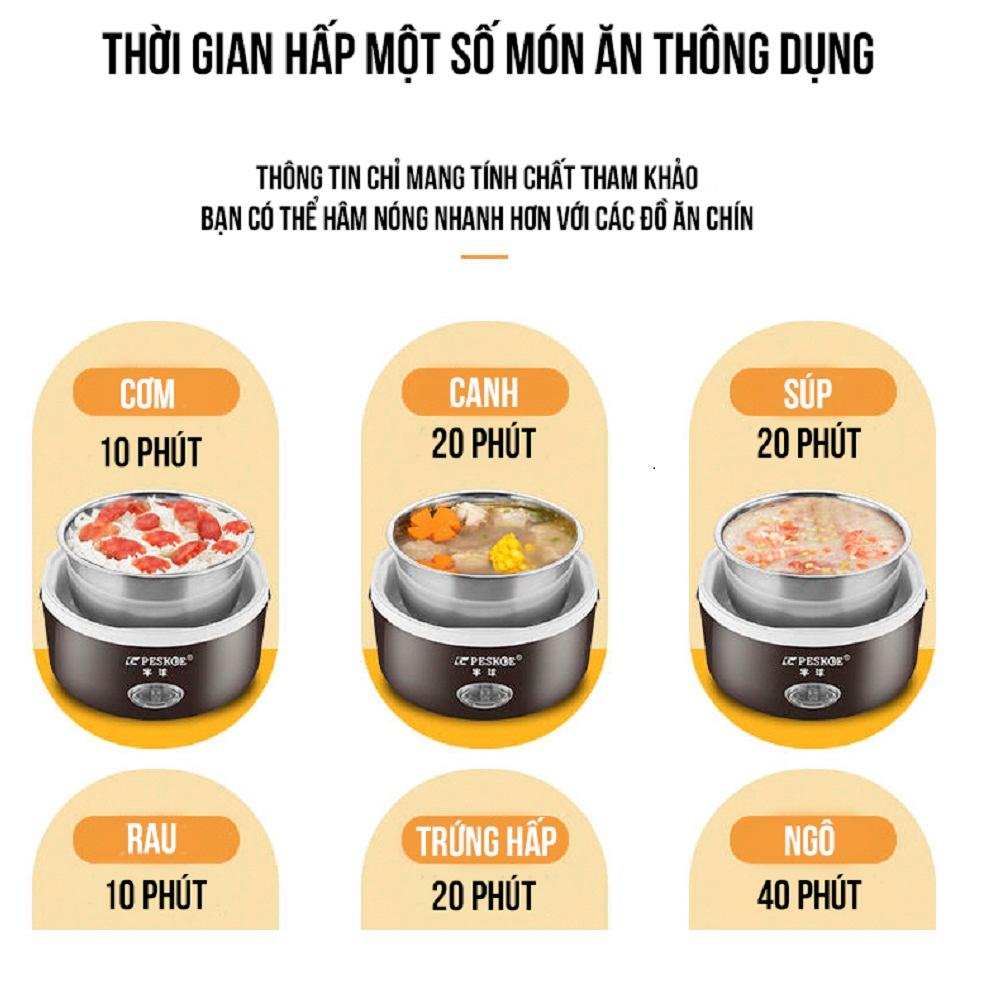 Hộp Cơm Hâm Nóng Điện 3 Tầng Inox Cao Cấp - Hàng Loại 1