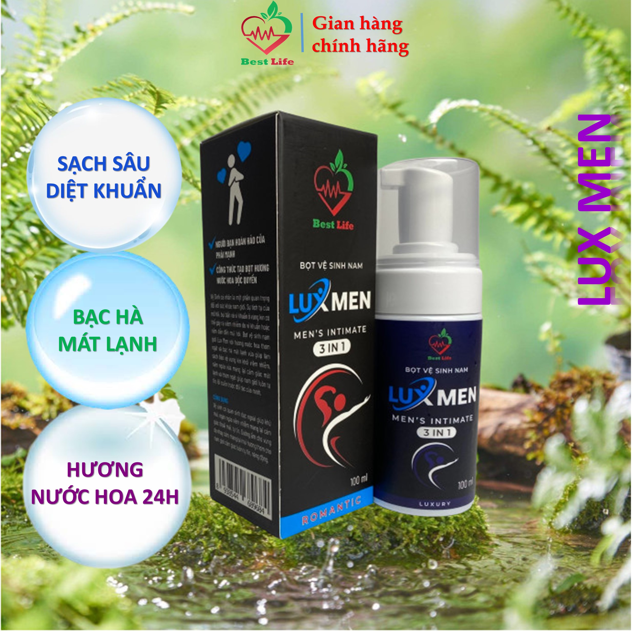 Bọt vệ sinh nam giới 3 trong 1 Best Life Luxmen dung dịch vệ sinh nam giới tạo bọt hương nước hoa chai 100ml