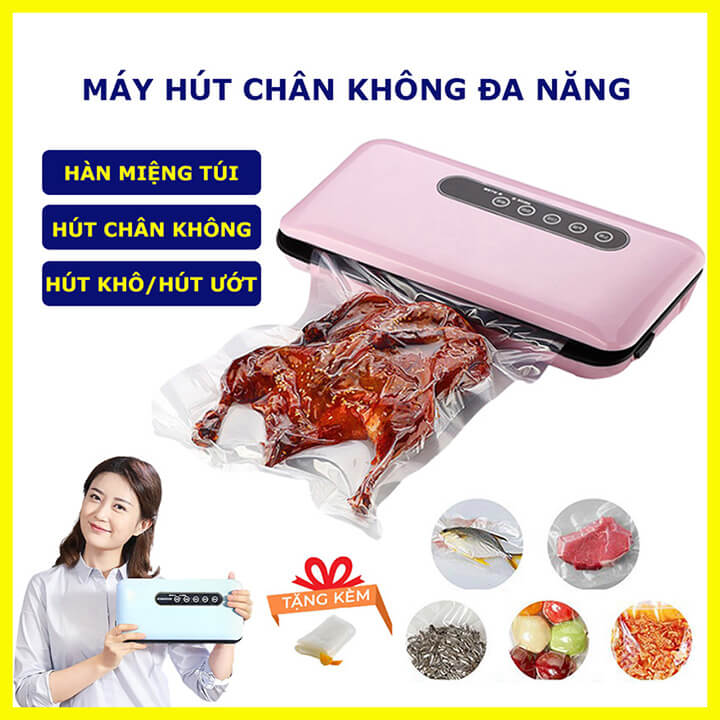 Máy hút chân không thực phẩm hàn miệng túi cao cấp, máy hút chân không bảo quản thực phẩm an toàn tiện lợi tặng kèm túi-F001