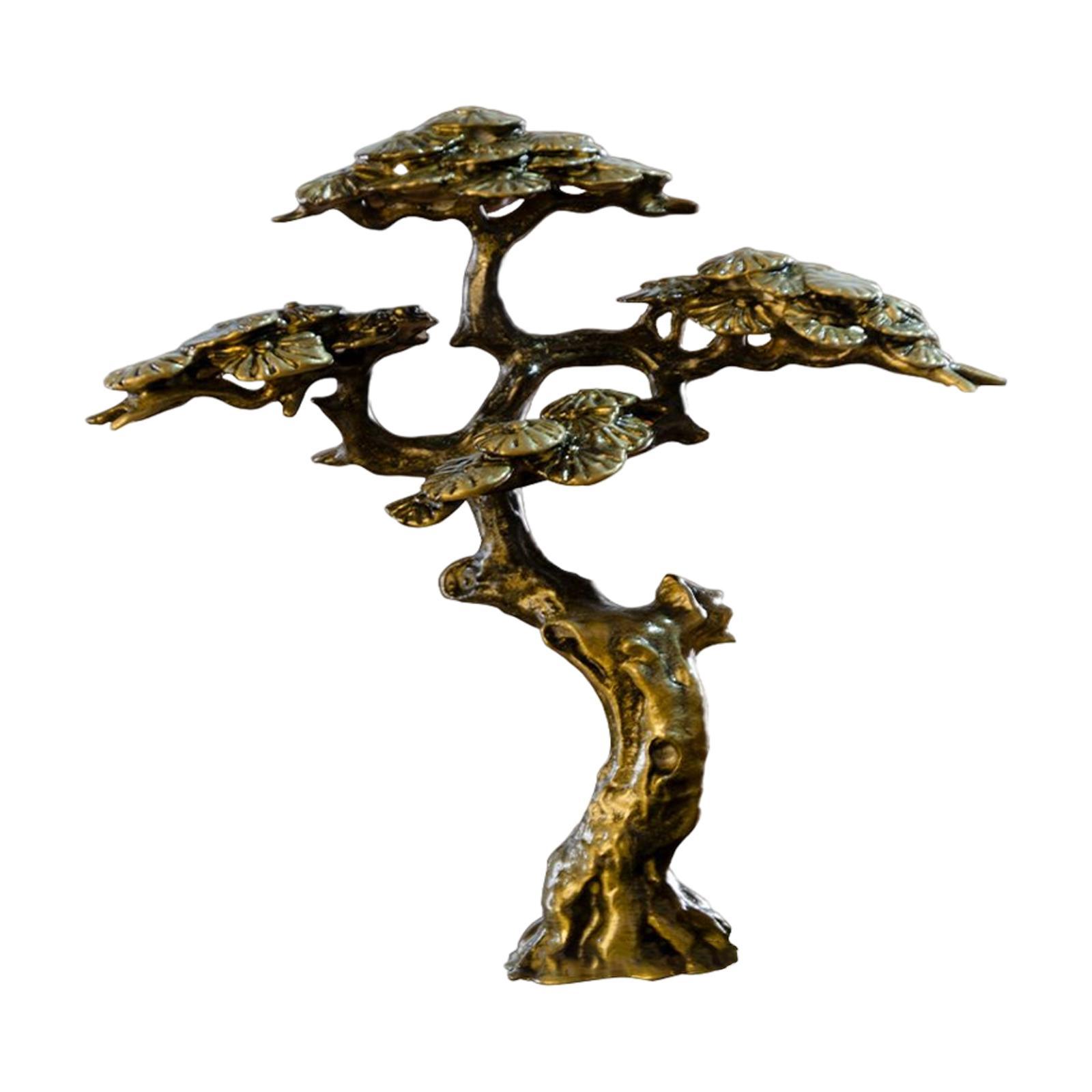 Antique Tree Statue Miniature Figurine Copper for Lawn Table Home Decoration