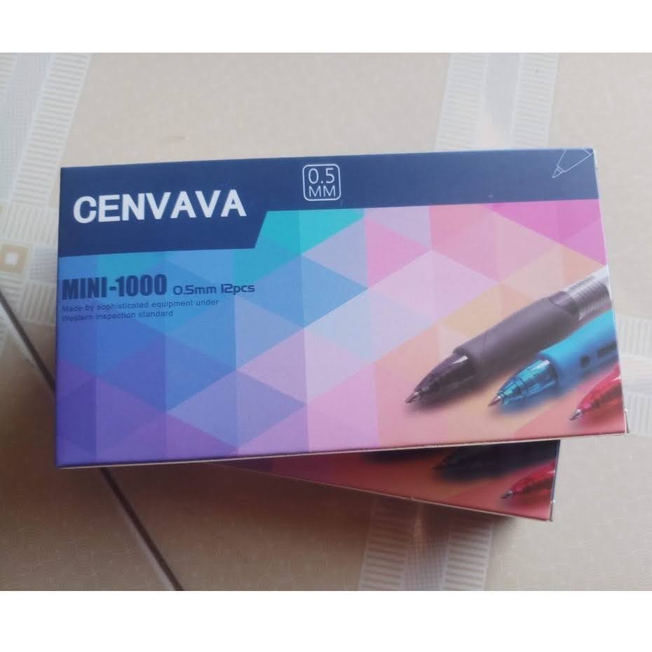 Hộp 12 bút ký mực gel Xanh đỏ đen Cenvava mini-1000