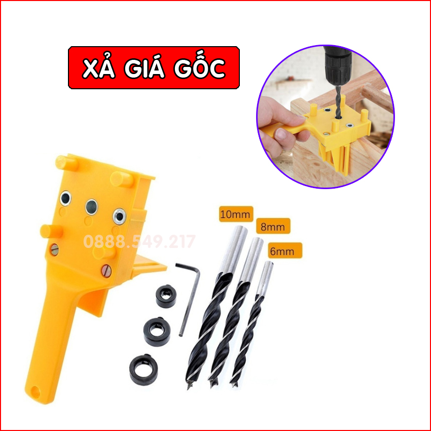 Bộ cữ Khoan Thẳng Chuyên Dụng- Cữ khoan chốt gỗ cầm tay 6-8-10mm - Hàng Chất Lượng Cao