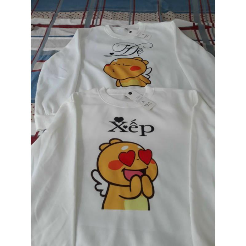 Áo sweater cặp thu đông in hình dễ thương