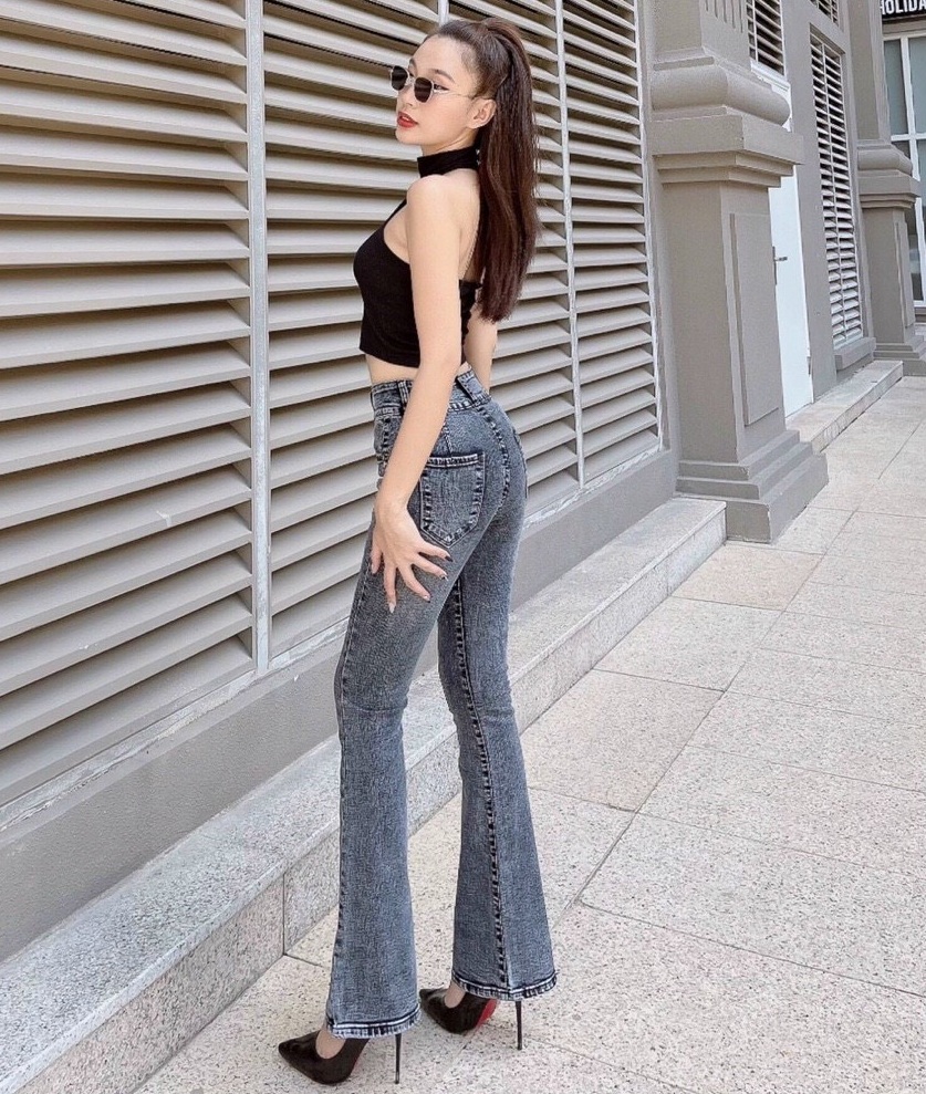 Quần Jean Nữ LƯng Cao Co Giãn 2 Nút Mau Xám Đẹp Store 257